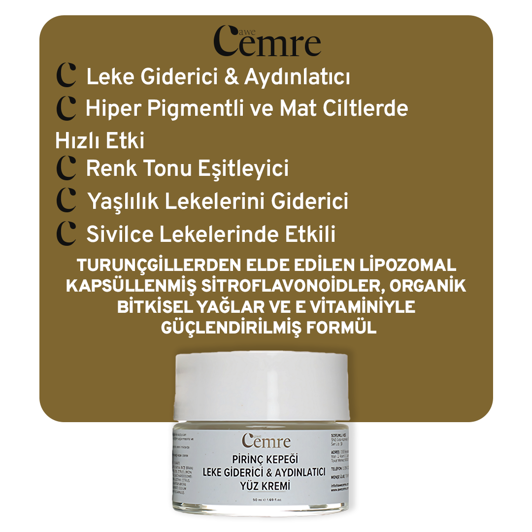 Pirinç Kepeği Leke Giderici & Aydınlatıcı Yüz Kremi Kremi 50 ML