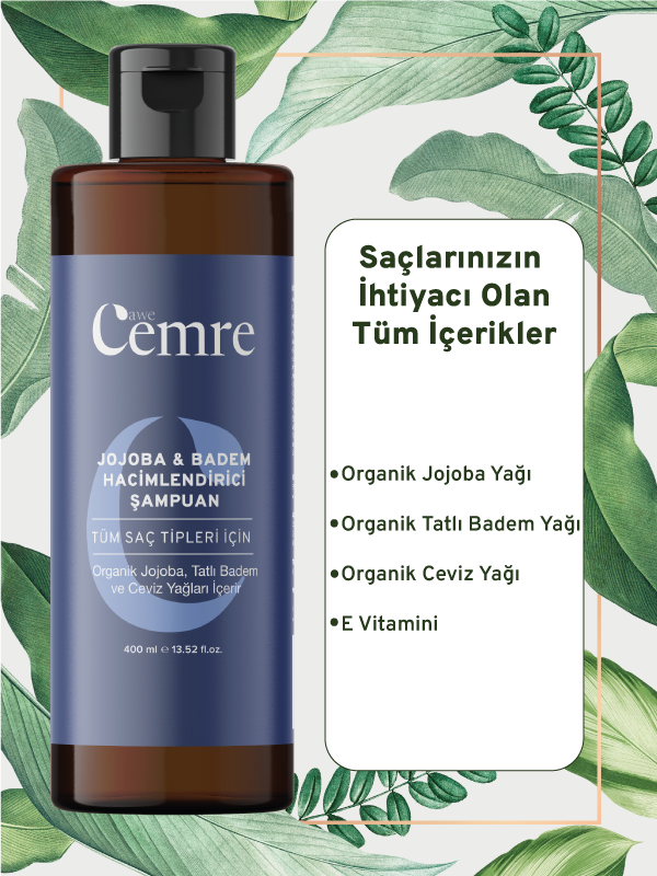 Jojoba & Badem Doğal Bitkisel Özlü Şampuan 400 ml Extra Hacimlendirici Ve Dolgunlaştırıcı
