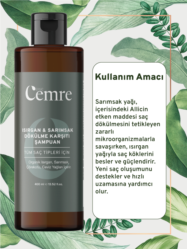 TOPTAN Isırgan Sarımsak Şampuanı 400 ml Onarıcı, Saç Dökülme Ve Kırılma Karşıtı Sağlıklı Uzayan Saçlar Isırgan Sarımsak Şampuanı 400 ml