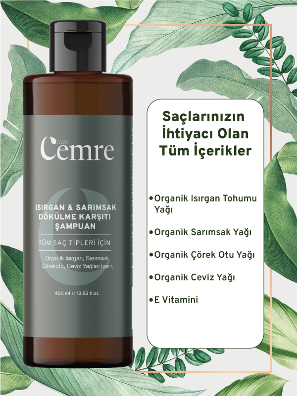 TOPTAN Isırgan Sarımsak Şampuanı 400 ml Onarıcı, Saç Dökülme Ve Kırılma Karşıtı Sağlıklı Uzayan Saçlar Isırgan Sarımsak Şampuanı 400 ml