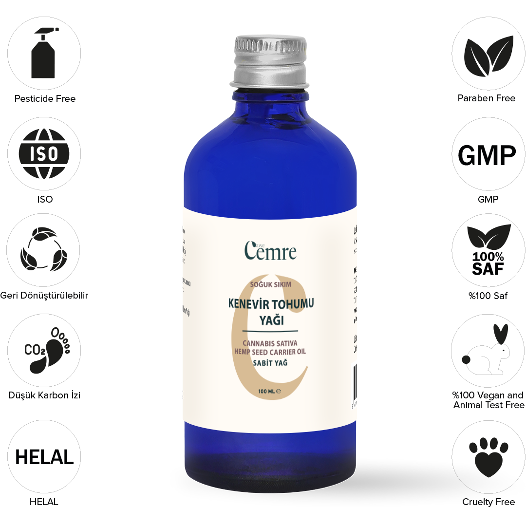 TOPTAN 6 lı Kenevir Tohumu Yağı 100 Ml - İTHAL