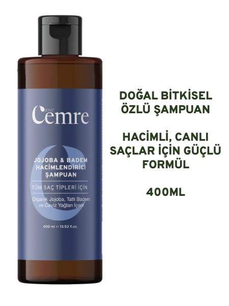 Jojoba & Badem Doğal Bitkisel Özlü Şampuan 400 ml Extra Hacimlendirici Ve Dolgunlaştırıcı