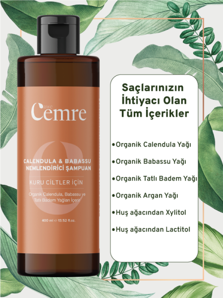 Calendula & Babassu Nemlendirici  Doğal Bitkisel Özlü Şampuan 400 ML