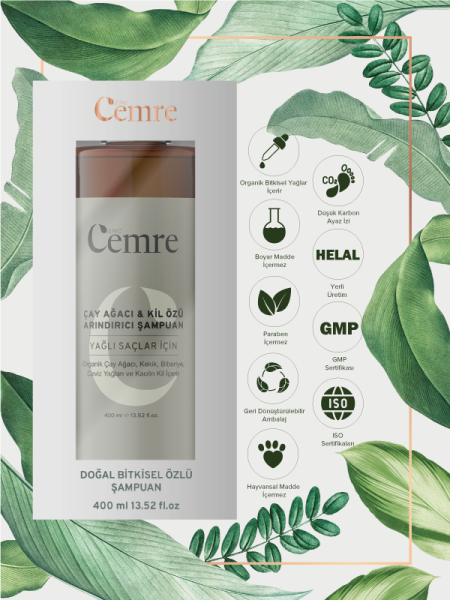 TOPTAN Çay Ağacı & Kil Özlü Arındırıcı - Sebum Dengeleyici - Kepek Karşıtı Doğal Bitkisel Şampuan 400 ml